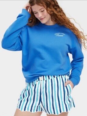 Roller Rabbit × Target Women's Multi Stripe Poplin Boxer Shorts Blue S